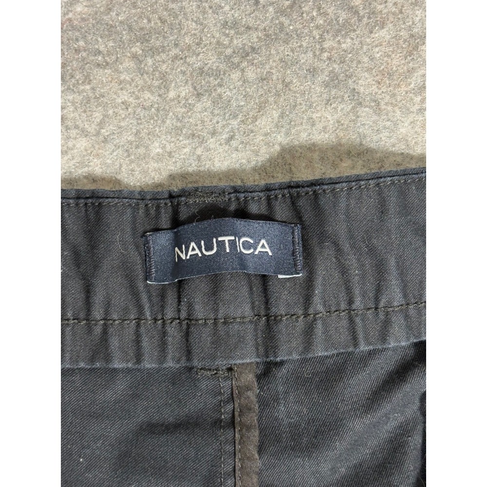 Nautica Mens Chino Pants 34x32 Black Stretch Cotton Flat Front Trousers Casual - Picture 4 of 10
